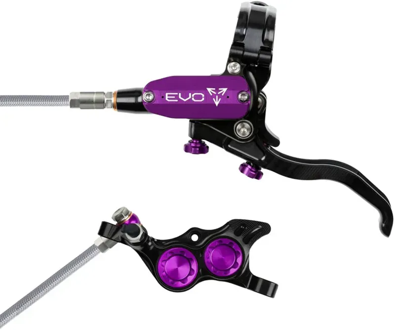Hope EVO TR4 DB/LH PM Lever Set w/ 4-piston Hydr. Hose in Black/Purple