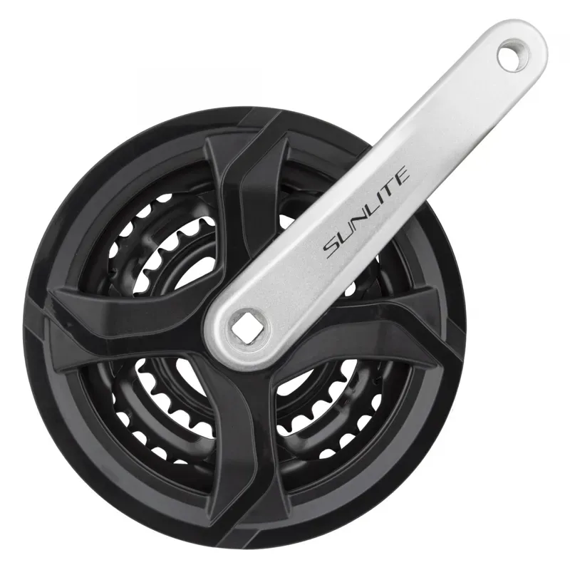 Sunlite Triple 175x48/38/28 Alloy Crankset in Black/Silver