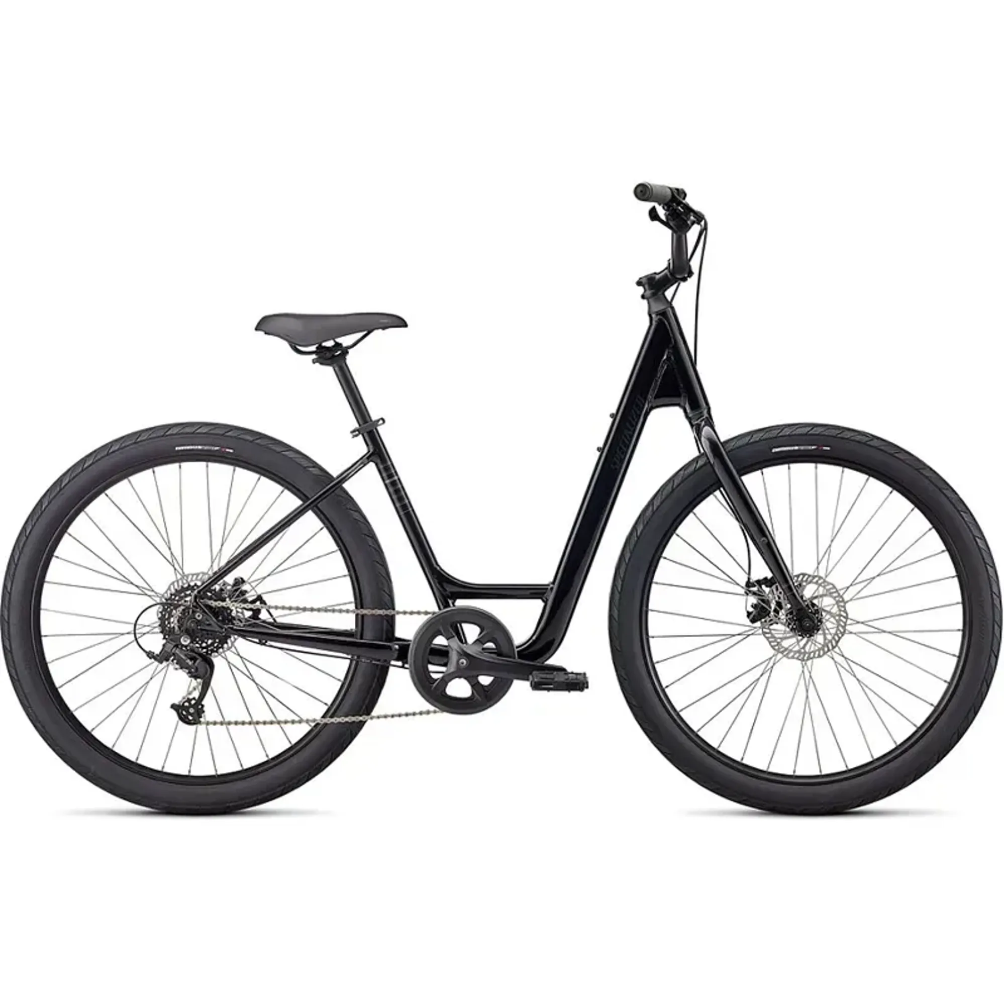 Specialized Roll Low Entry Hybrid Bike in Black/Charcoal/Black Reflective