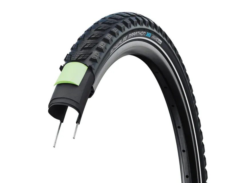 Schwalbe Marathon 365 Tire - 700 X 55 Clincher Wire Black/Reflective Performance Line GreenGuard Addix 4Season E- 50 Black 700 x 55