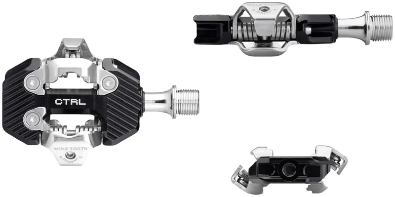 Wolf Tooth CTRL Trail Clipless Pedals - Dual Sided Clipless Alloy 9/16 Black Pair Shimano SPD Black-4