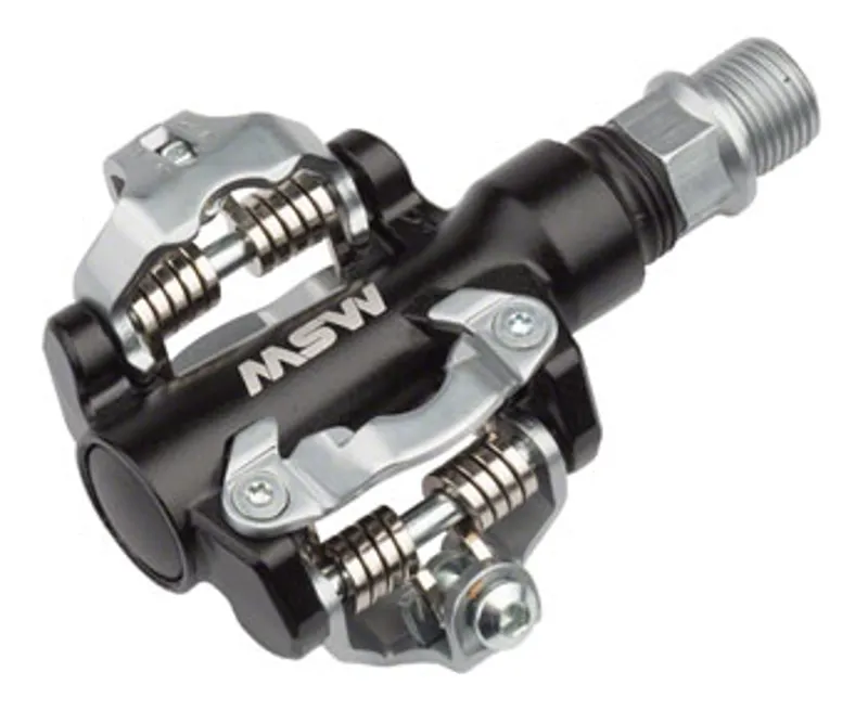 MSW MP-100 Pedals - Dual Sided Clipless Aluminum 9/16 Black/Silver
