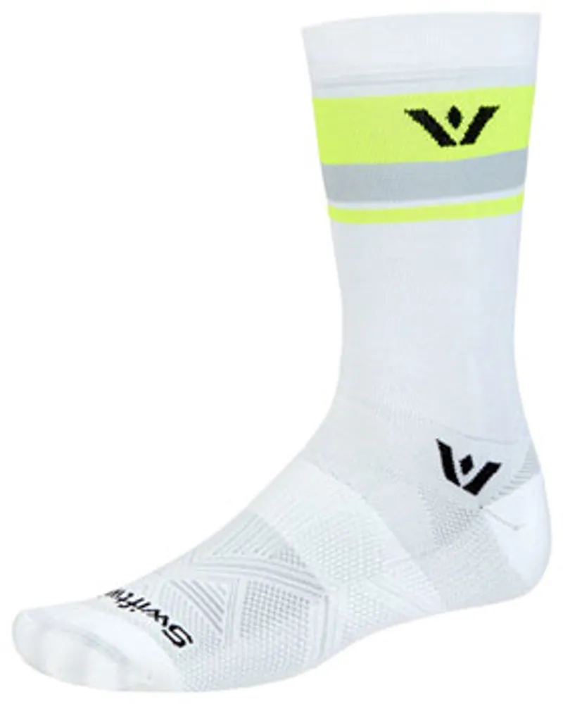 SwiftWick Aspire Crew Socks - White/Hi-Viz