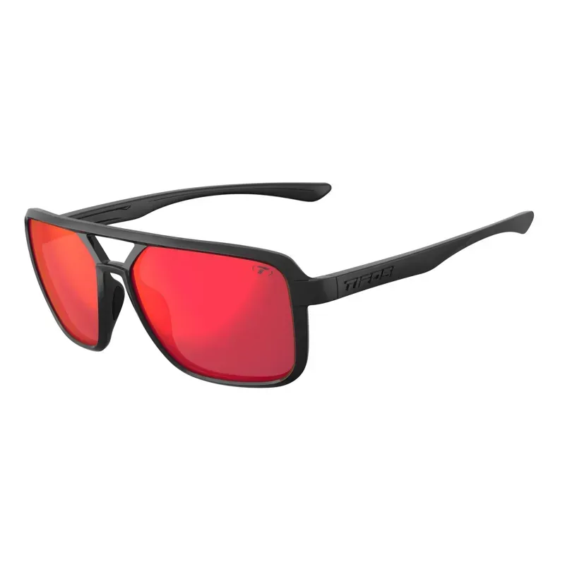 Tifosi Salto Single Lens Sunglasses In Blackout Smoke Red Mirror
