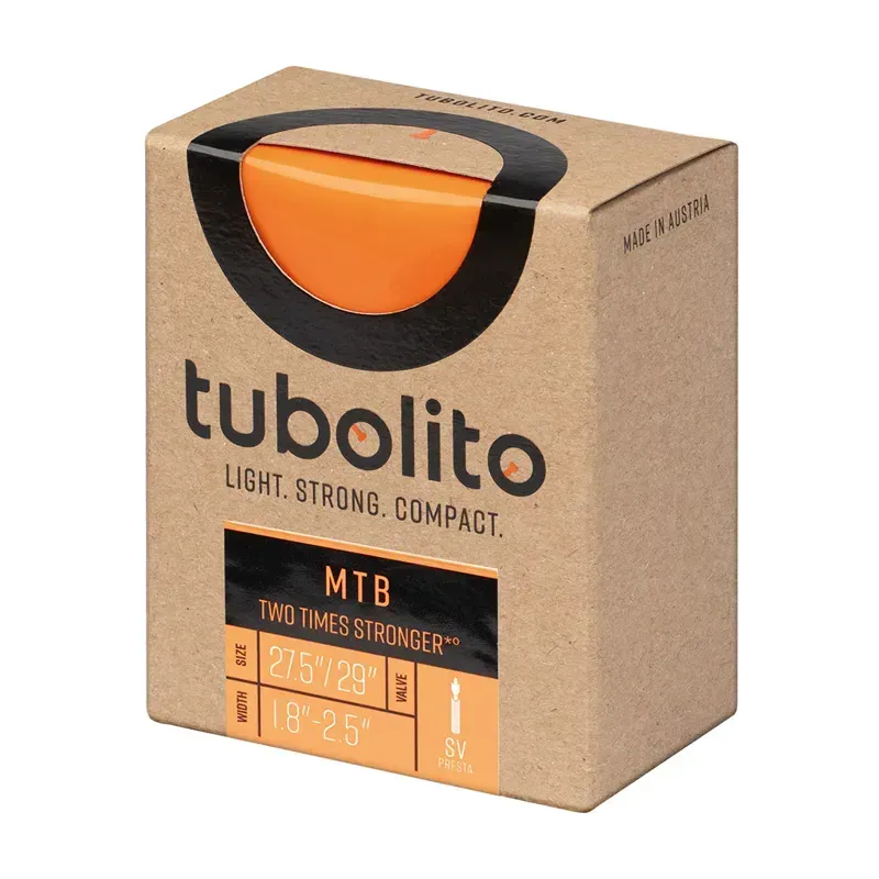 Tubolito Tubo 42mm 27.5-9x1.8/2.5-inch Presta Valve MTB Tube in Orange 