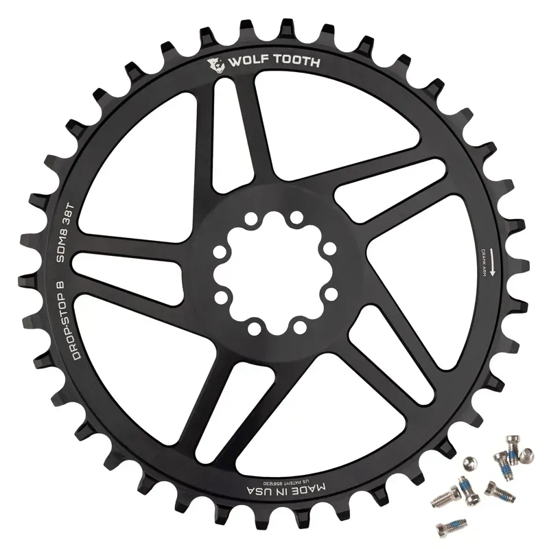 Wolf Tooth Direct Mount Chainring - 30t SRAM Direct Mount Drop-Stop A For SRAM 3-Bolt Cranksets 6mm Offset Black-1